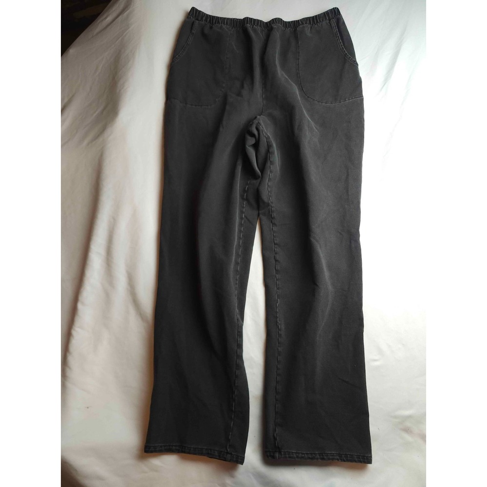 Denim & Co Sweatpants Womens Large Black Athleisure Preppy Loungewear Pull On